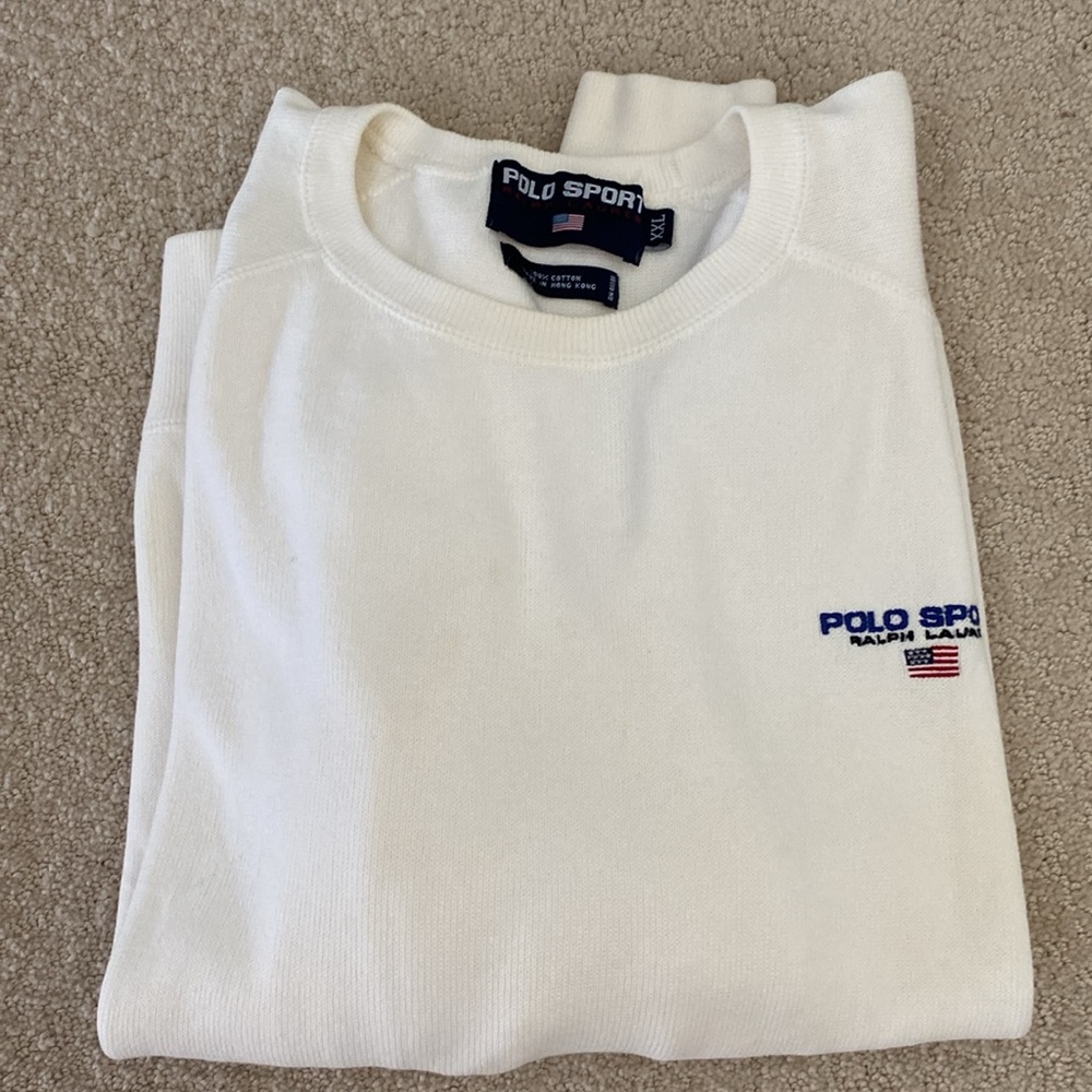 RALPH LAUREN POLO SPORT OFF WHITE CREW NECK SWEATER